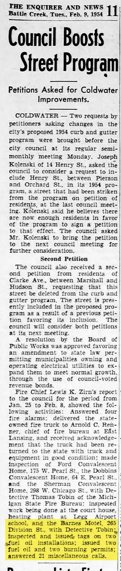 New Michigan Motel (Barnes Motel) - 1954 Article On Barnes Motel At That Address (newer photo)